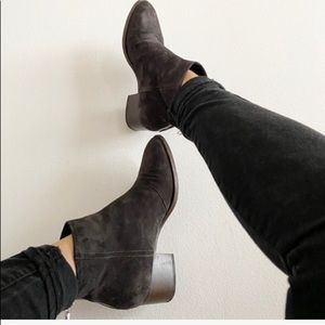 RAG & BONE POINTED GREY SUEDE ANKLE BOOTIES